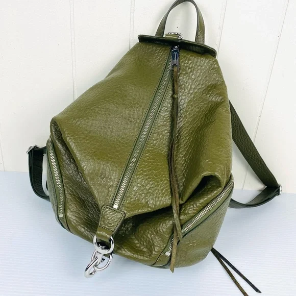 NEW Rebecca Minkoff Julian Backpack Olive Green Bubbled Lamb Leather - Picture 4 of 13